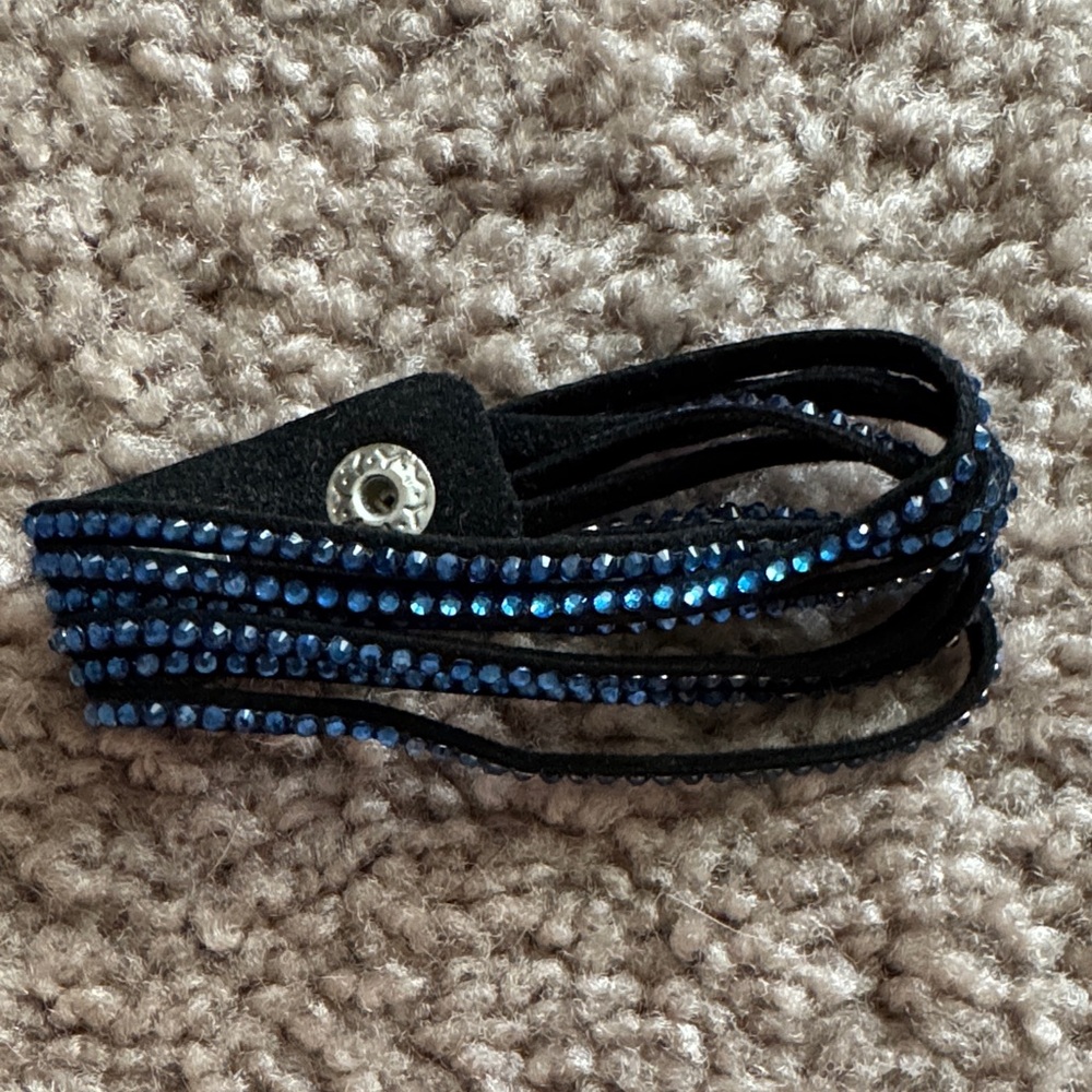 Blue and Black Rhinestone Bracelet